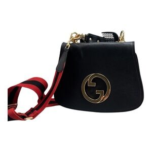 Gucci Black and Red Crossbody Bag with Gold Logo